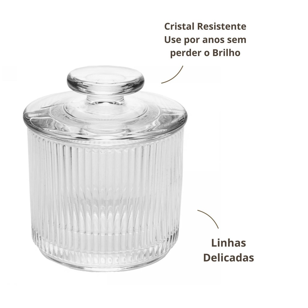 Manteigueira Francesa em Cristal Line Relevo Delicada 10x8,5cm