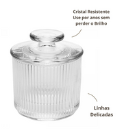 Manteigueira Francesa em Cristal Line Relevo Delicada 10x8,5cm