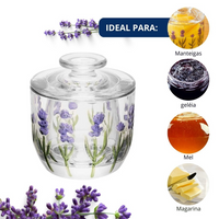 Manteigueira Francesa Flores Lavanda em Cristal 9,4x9,8cm