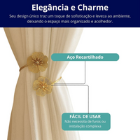 Kit 02 Prendedores de cortina Estrela do Mar Aro Recartilhado