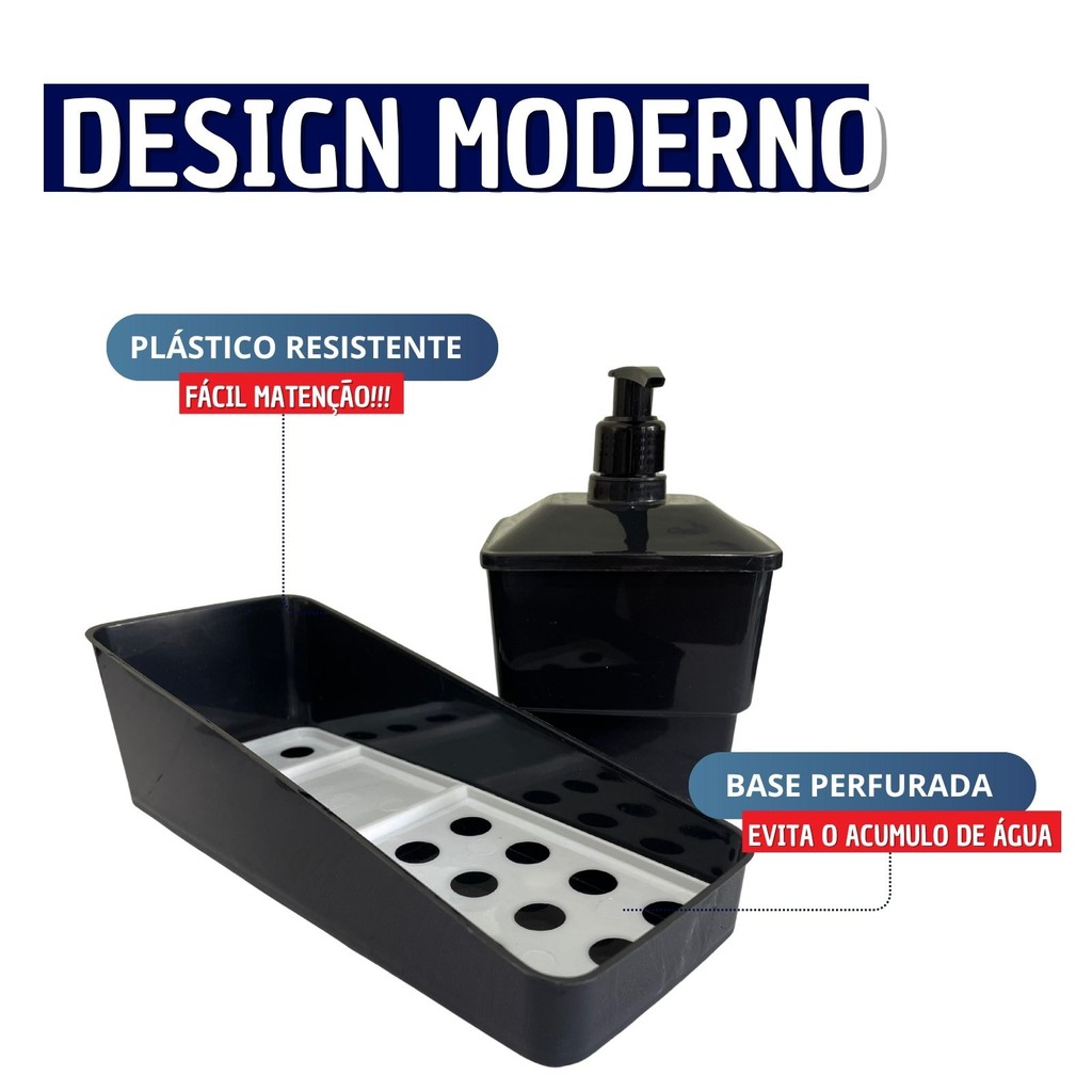 Dispenser de Detergente com Porta Esponja 600 ml- Organizador Moderno de Pia