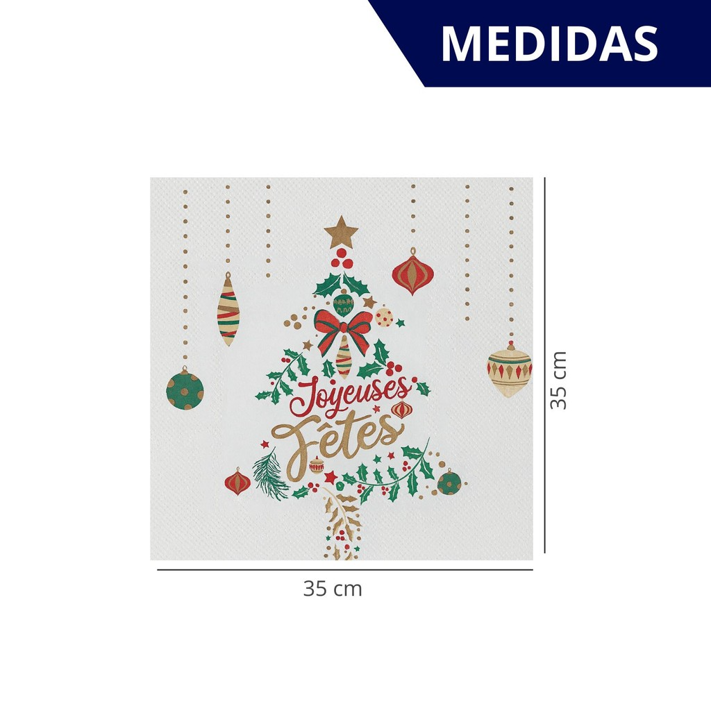 Kit com 12 Unidades Guardanapo de Papel Natalino Para Mesa Posta