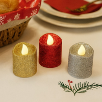 Kit 04 Mini Velas Artificiais decorativas com Glitter Mesa Posta Natal e Ano Novo