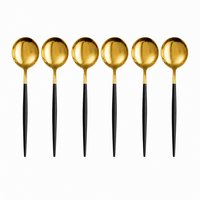 6 Colher, Garfo ou Faca em Aço Inox Dourado com Cabo Fino Black