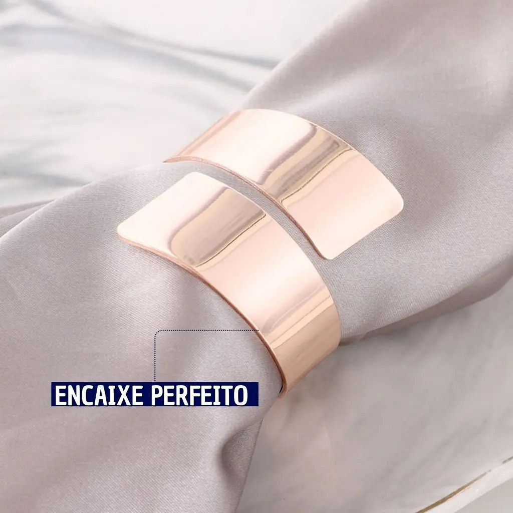 Kit Com 04 Aneis De Guardanapo Luxuoso Minimalista