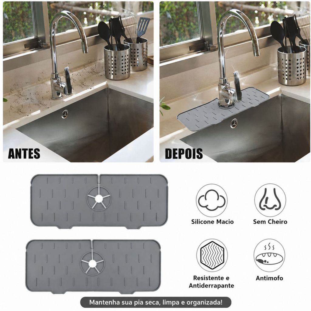 Escorredor Protetor de Silicone para Pia com Drenagem de Água