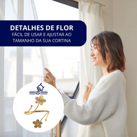 Kit 02 Prendedores de cortina Flores em Aço