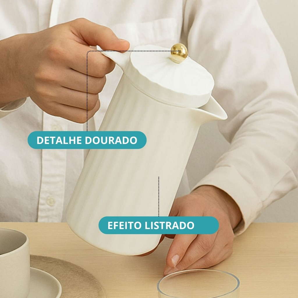 Garrafa Termica Lines com Tampa Dourada 1 Litro