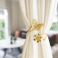 Kit 02 Prendedores de cortina Borboleta e Flor em Aço
