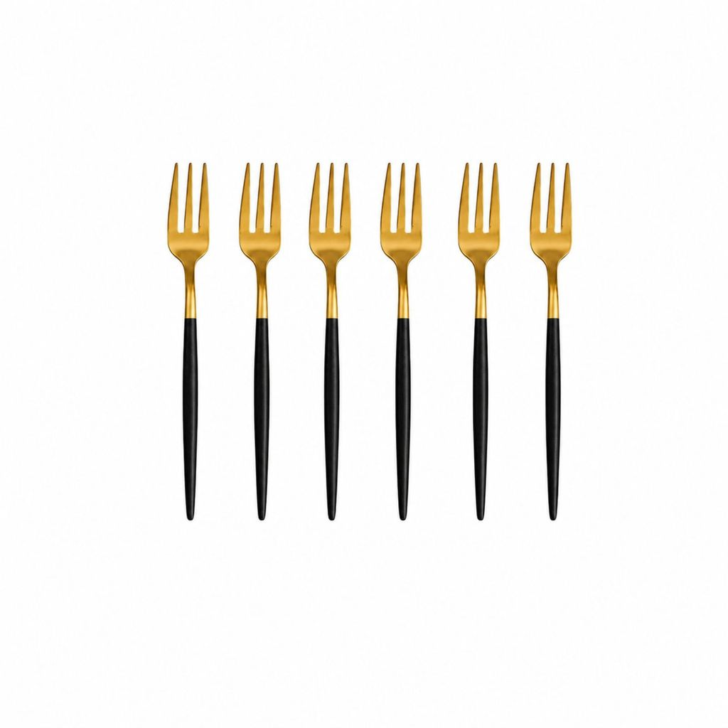 6 Colher, Garfo ou Faca em Aço Inox Dourado com Cabo Fino Black