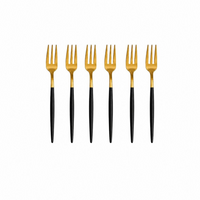 6 Colher, Garfo ou Faca em Aço Inox Dourado com Cabo Fino Black