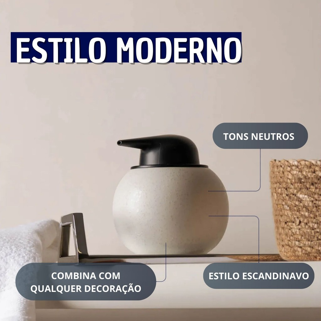 Dispenser de Sabonete Líquido para Banheiro Minimalista Chique e Moderno