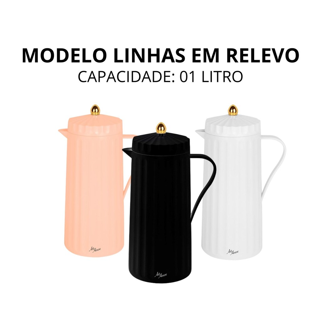 Garrafa Termica Lines com Tampa Dourada 1 Litro