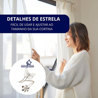 Kit 02 Prendedores de cortina Borboleta e Flor em Aço