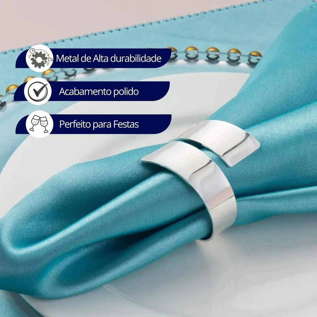 Kit Com 04 Aneis De Guardanapo Luxuoso Minimalista