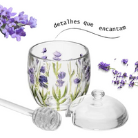 Meleira em Cristal Com Detalhes em Relevo de Flores Lavanda 8,5x11cm