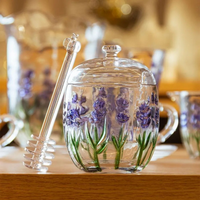 Meleira em Cristal Com Detalhes em Relevo de Flores Lavanda 8,5x11cm