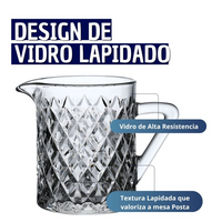 Leiteira em Vidro Lapidado com Alça Deli Diamante 340ml