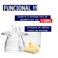 Manteigueira Francesa de Vidro Com Tampa formato de Pássaro 9,5x9,5x11