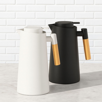 Garrafa Termica Para café Estilo Escandinavo com pegador de madeira Fosco 1 Litro