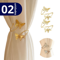 Kit 02 Prendedores de cortina Luxo Borboleta Dourada Aro Recartilhado