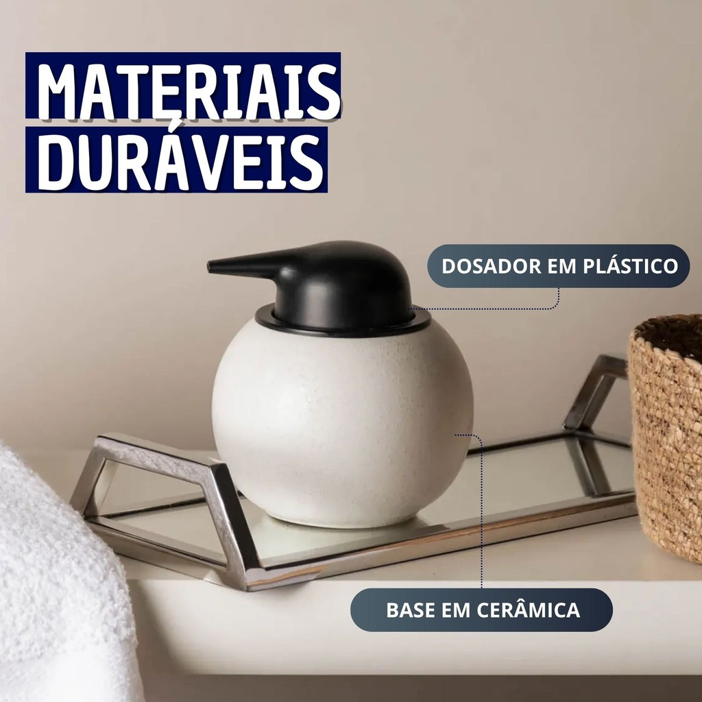 Dispenser de Sabonete Líquido para Banheiro Minimalista Chique e Moderno