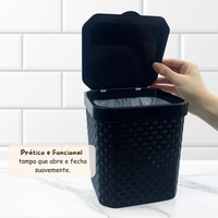 Cesto de Lixo Preto Ratan 3,5L com Tampa