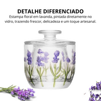 Manteigueira Francesa Flores Lavanda em Cristal 9,4x9,8cm
