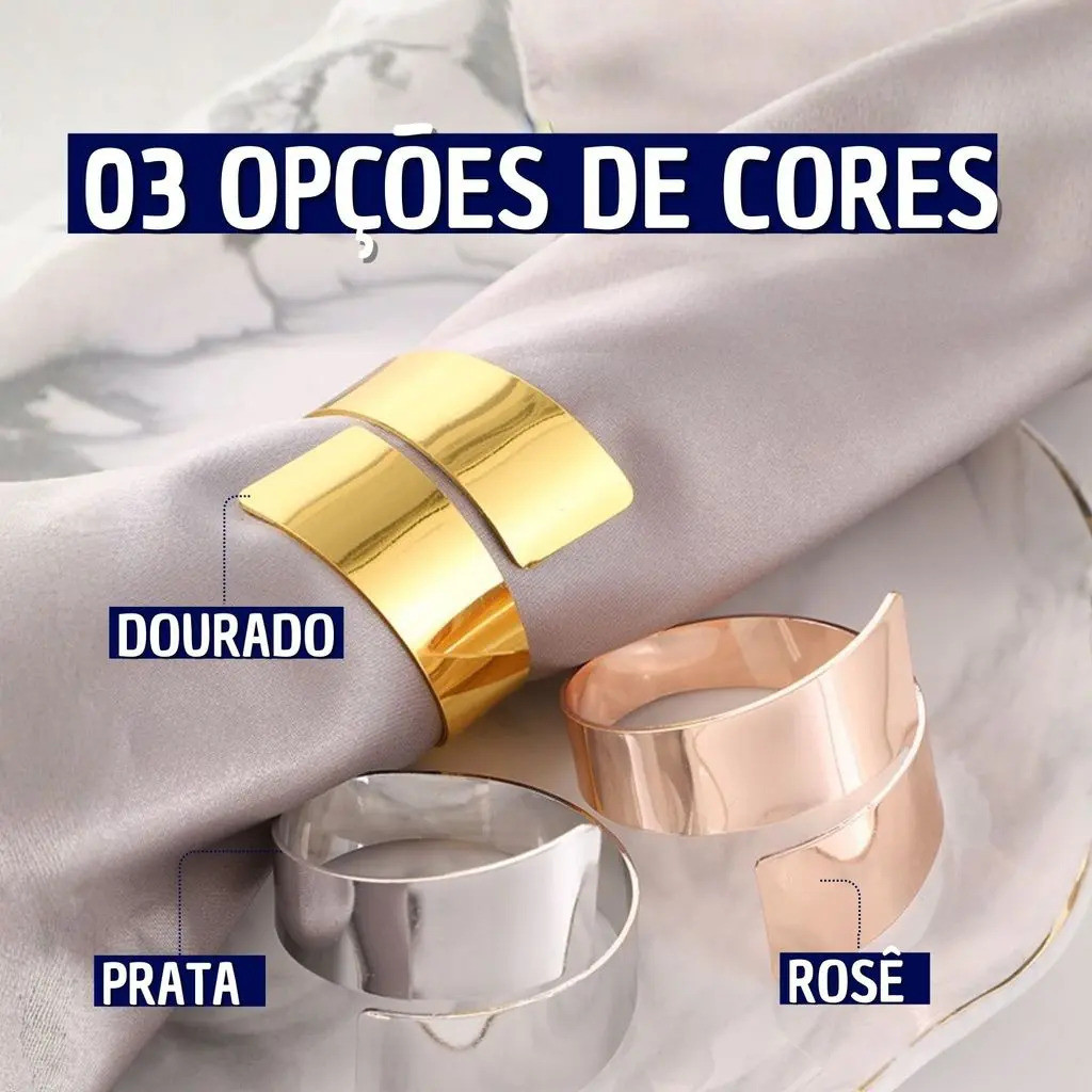Kit Com 04 Aneis De Guardanapo Luxuoso Minimalista