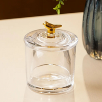 Manteigueira Francesa de Vidro Com Tampa formato de Pássaro Gold 9,5x9,5x11