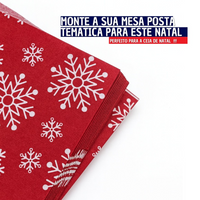 Kit com 12 Unidades Guardanapo de Papel Natalino Para Mesa Posta