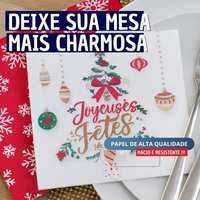 Kit com 12 Unidades Guardanapo de Papel Natalino Para Mesa Posta
