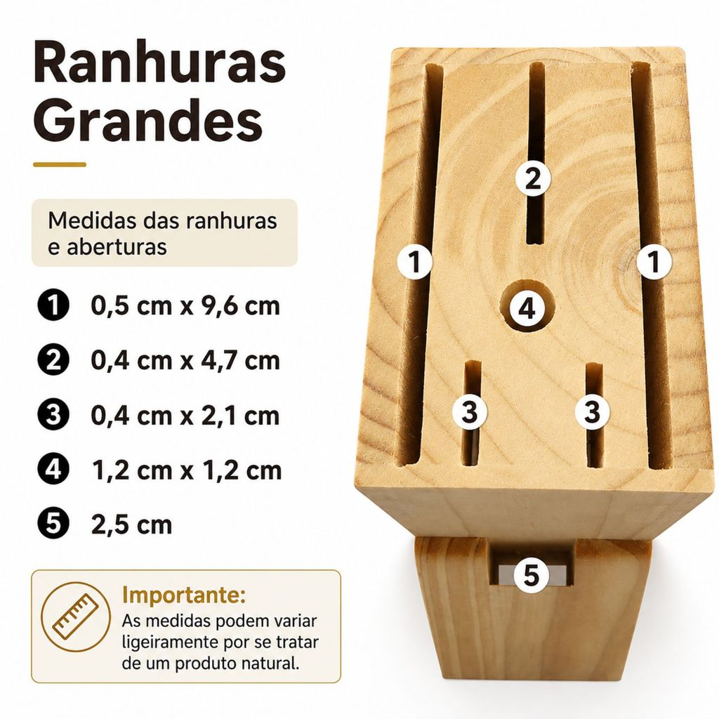 Suporte Organizador para Facas em Bambu Natural