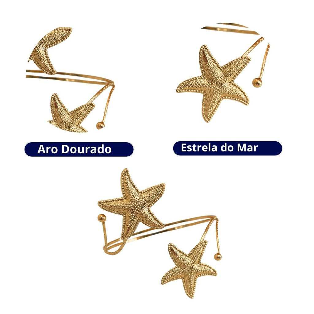 Kit 02 Prendedores de cortina Estrela do Mar Aro Recartilhado