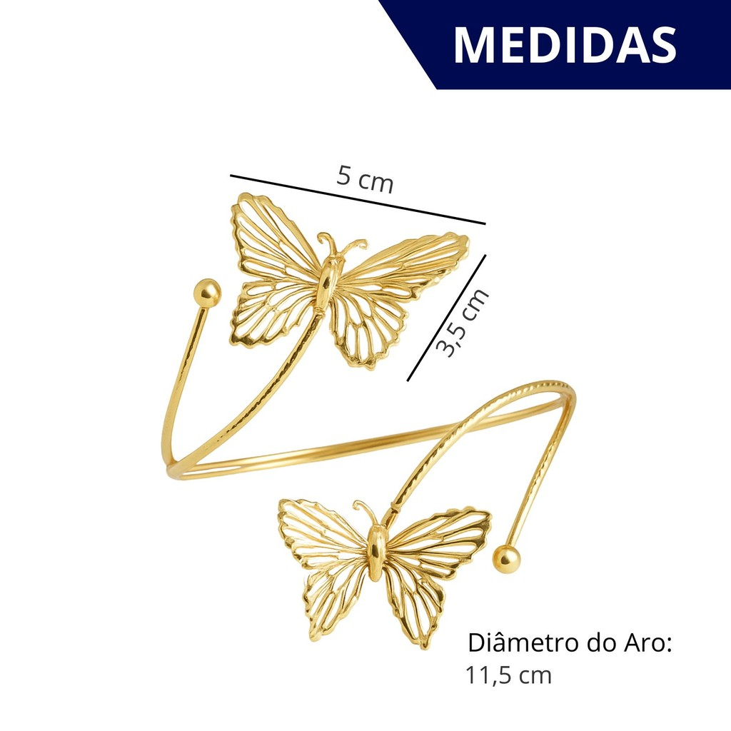 Kit 02 Prendedores de cortina Luxo Borboleta Dourada Aro Recartilhado