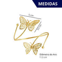 Kit 02 Prendedores de cortina Luxo Borboleta Dourada Aro Recartilhado