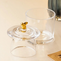 Manteigueira Francesa de Vidro Com Tampa formato de Pássaro Gold 9,5x9,5x11