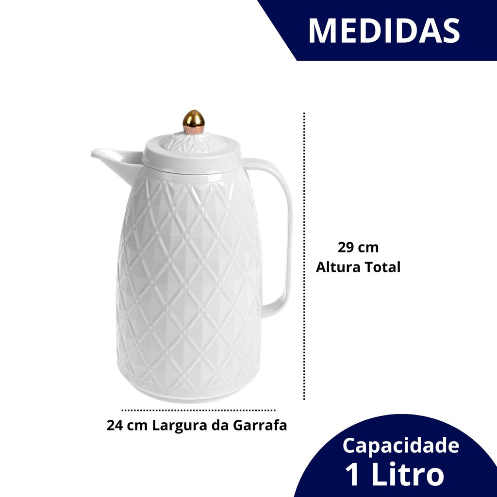 Garrafa Termica Diamond com Tampa Dourada 1 Litro