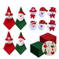 Kit com 4 Guardanapo + Argola Anel de Guardanapo Decorativo Mesa Posta Natal