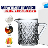 Leiteira em Vidro Lapidado com Alça Deli Diamante 340ml