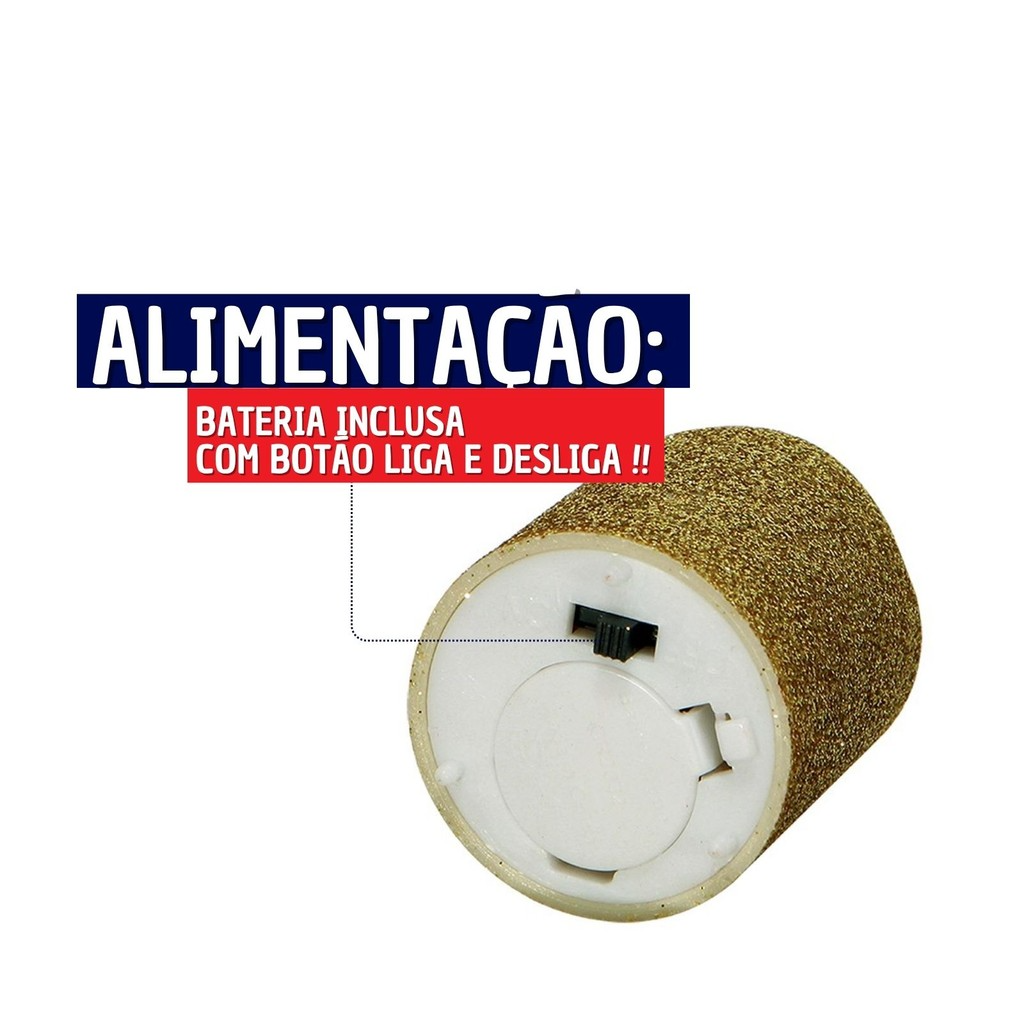 Kit 04 Mini Velas Artificiais decorativas com Glitter Mesa Posta Natal e Ano Novo