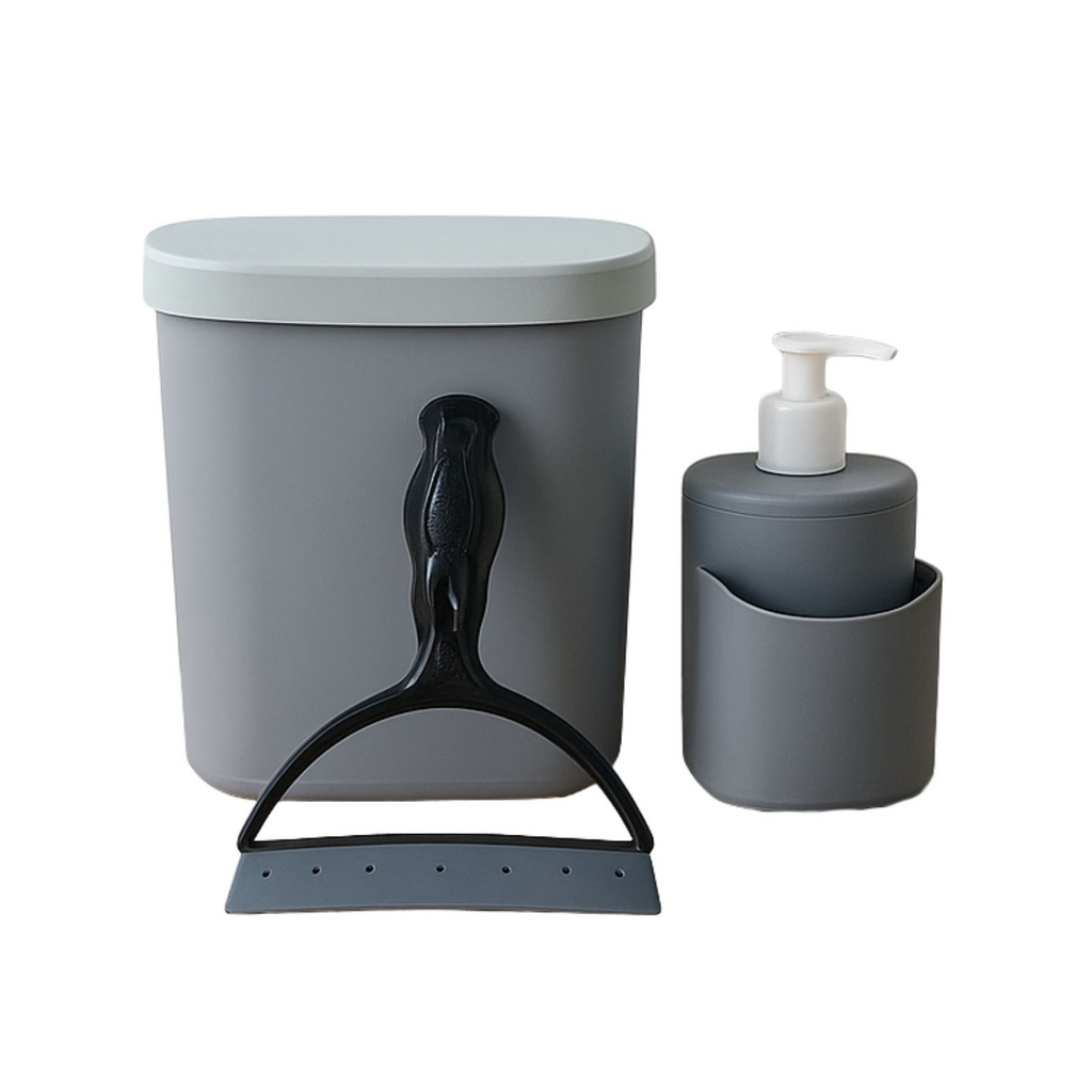 Kit Completo para Pia Lixeira, Dispenser e Rodo