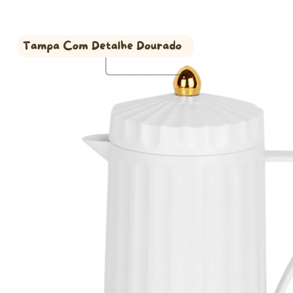 Garrafa Termica Lines com Tampa Dourada 1 Litro