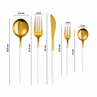 Kit Talheres em Aço Inox 30 Peças Dourado e Branco Design Moderno e Sofisticado