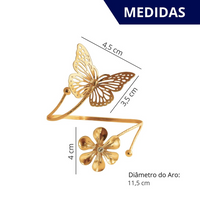 Kit 02 Prendedores de cortina Borboleta e Flor em Aço