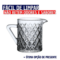 Leiteira em Vidro Lapidado com Alça Deli Diamante 340ml