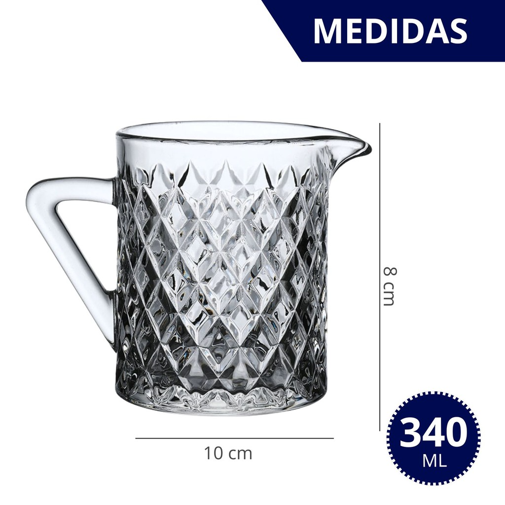 Leiteira em Vidro Lapidado com Alça Deli Diamante 340ml