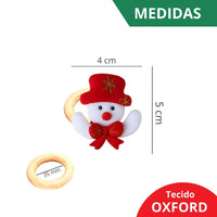 Kit com 4 Guardanapo + Argola Anel de Guardanapo Decorativo Mesa Posta Natal