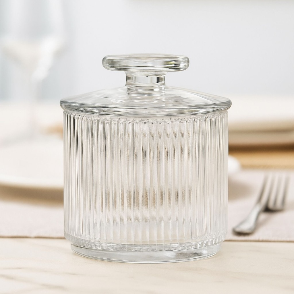 Manteigueira Francesa em Cristal Line Relevo Delicada 10x8,5cm