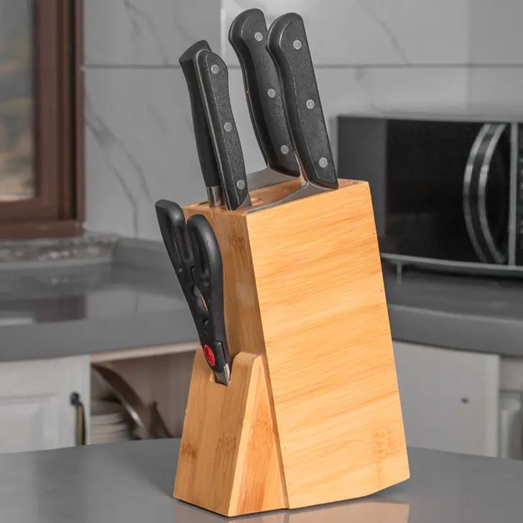 Suporte Organizador para Facas em Bambu Natural